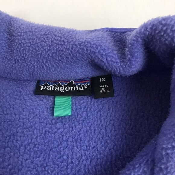 Vintage Patagonia 1990 Synchilla Full Zip Retro X Fleece Jacket Purple Womens 12 - Picture 12 of 12